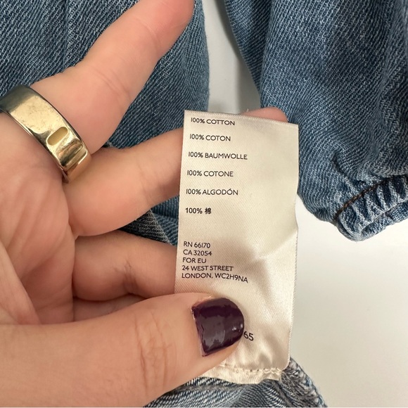 Free People (XL) Lou Jean Babydoll Dress- Tiered Denim Long Sleeve Mini Dress - Picture 5 of 8